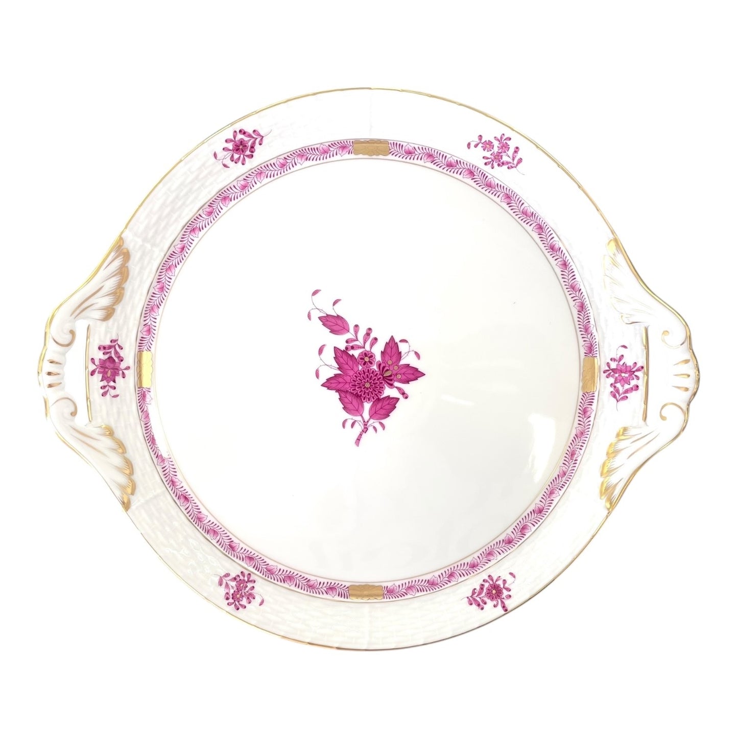 Herend Apponyi Pink Cake Plate with Handles