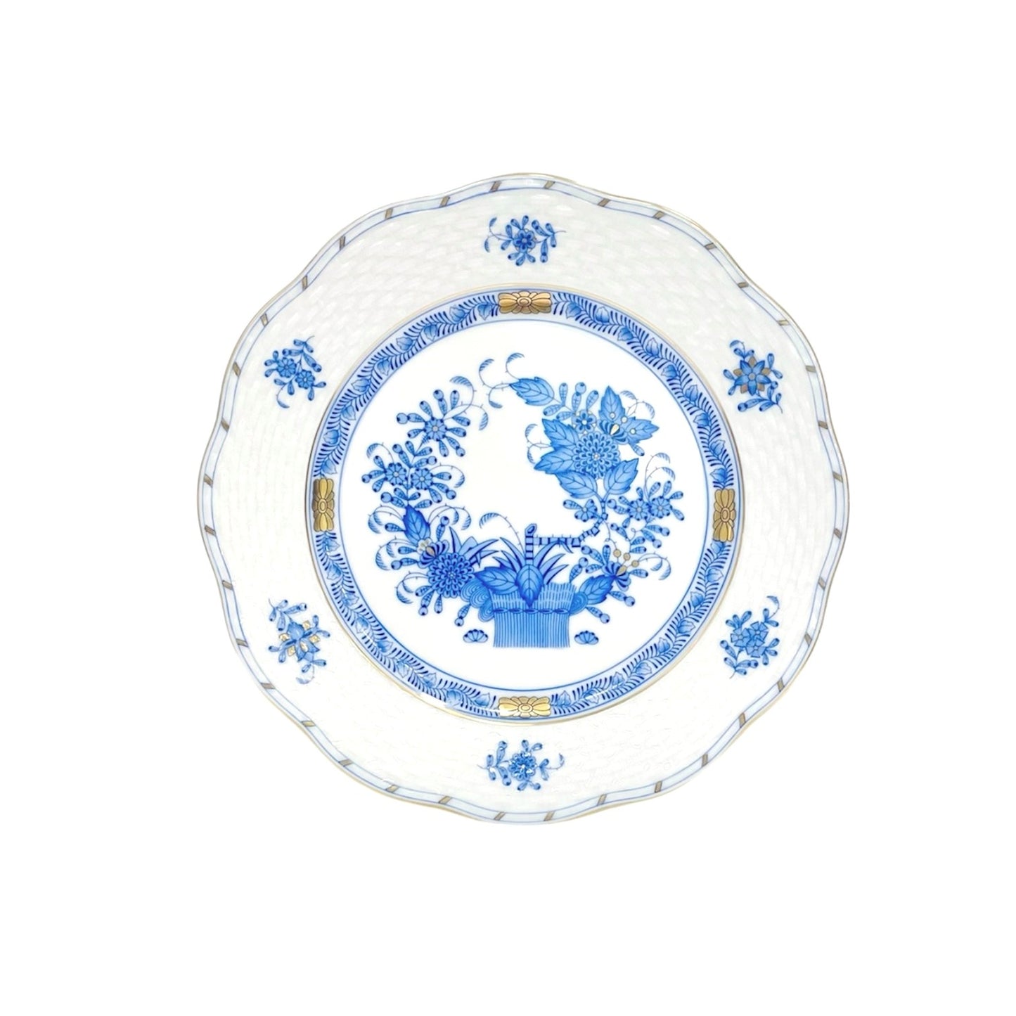 Herend Indian Flower Basket Blue Dessert Plate 19cm