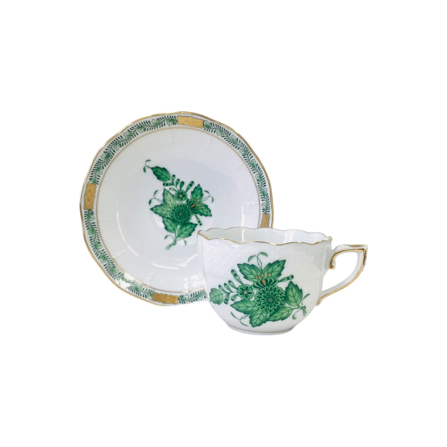 Herend Apponyi Green Espresso Cup and Saucer