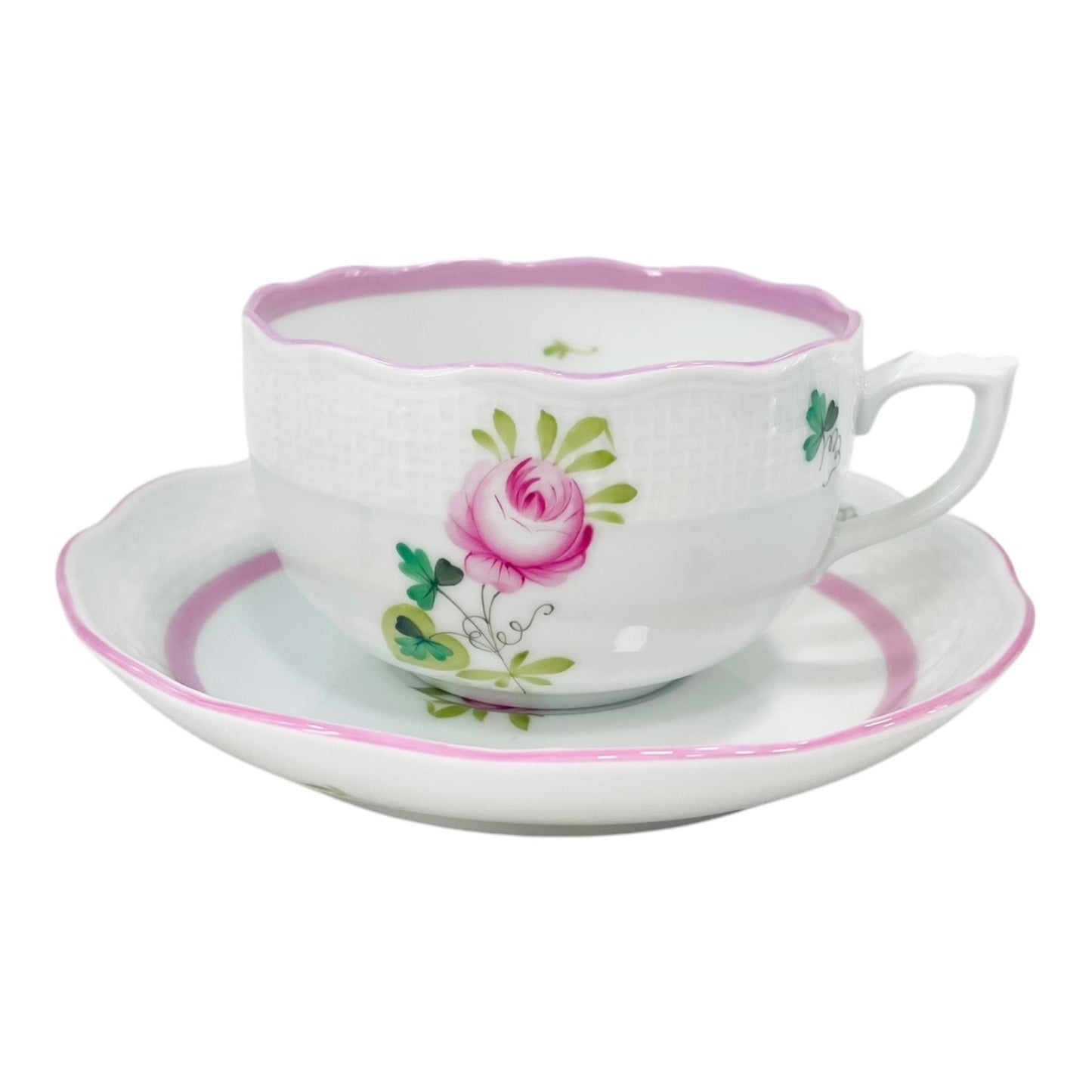 Herend Vienna Rose Pink Tea Set for Two, 9 Pieces