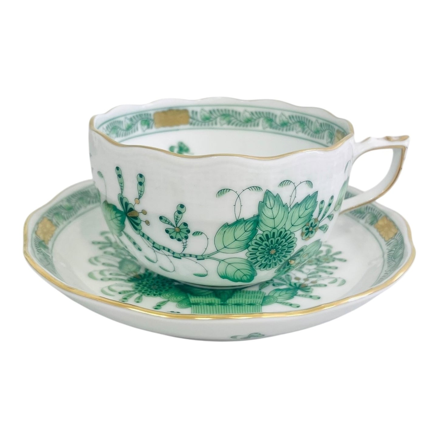 Herend Indian Flower Green, Tea Set for Two, 9 Pieces