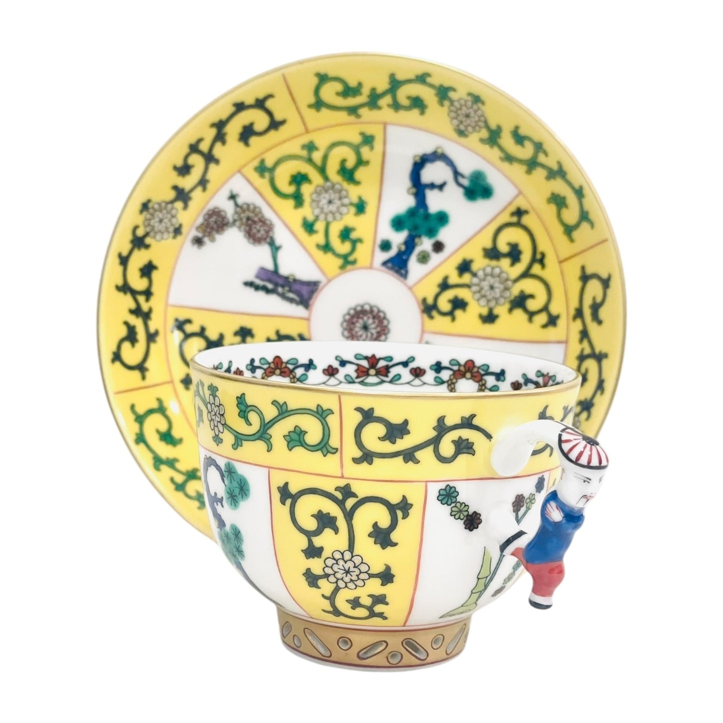 Herend Chinoiserie Siang Yellow Teacup & Saucer