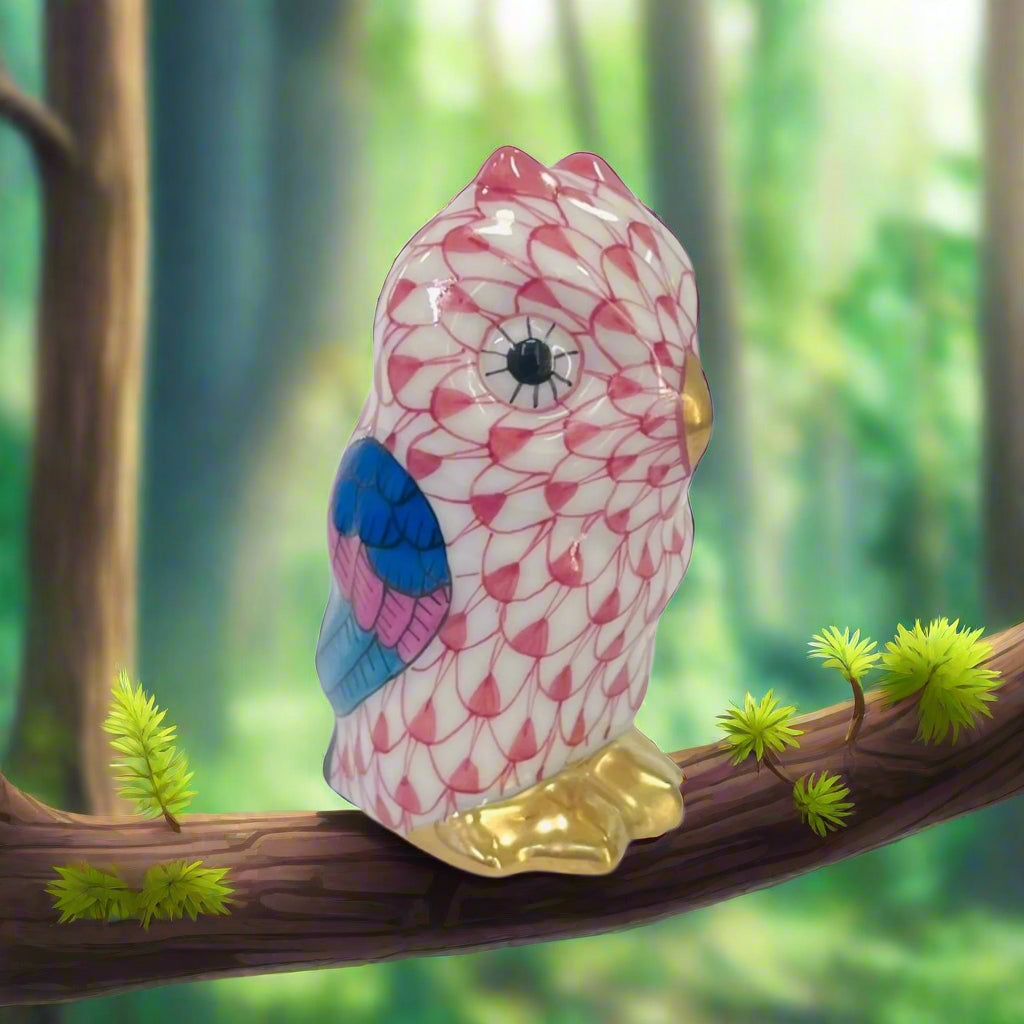 Herend Miniature Owl Fishnet Figurine