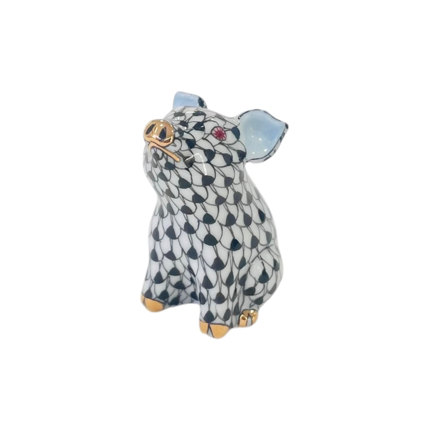 Herend Little Pig, Standing Fishnet Figurine