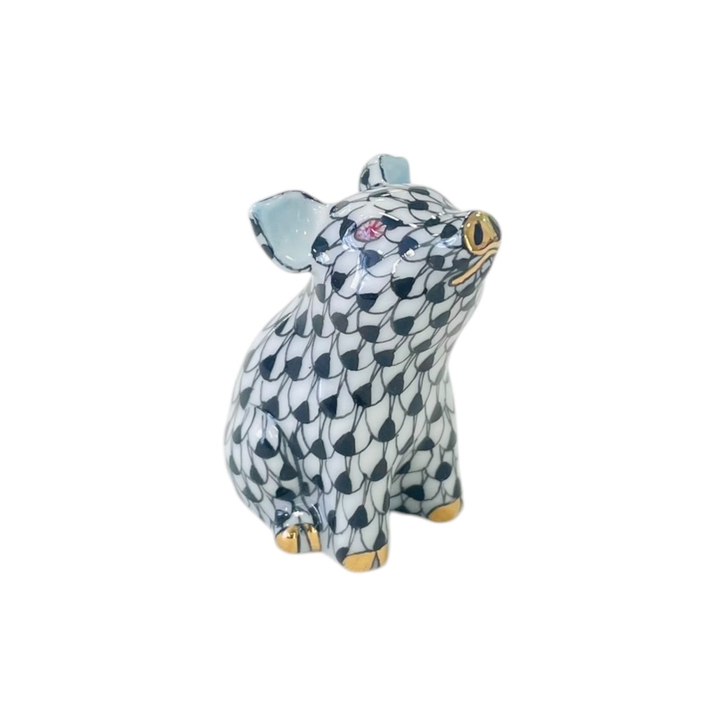 Herend Little Pig, Standing Fishnet Figurine