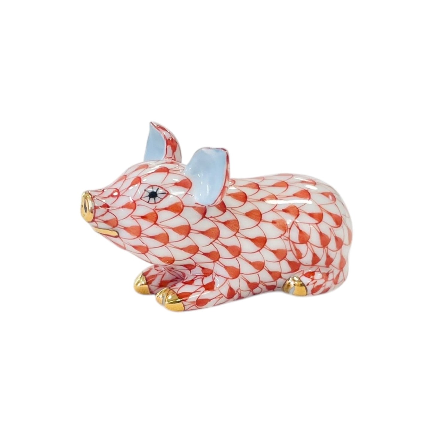 Herend Little Pig, Lying Fishnet Figurine