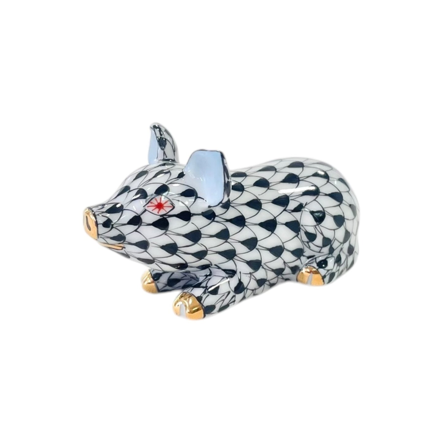 Herend Little Pig, Lying Fishnet Figurine