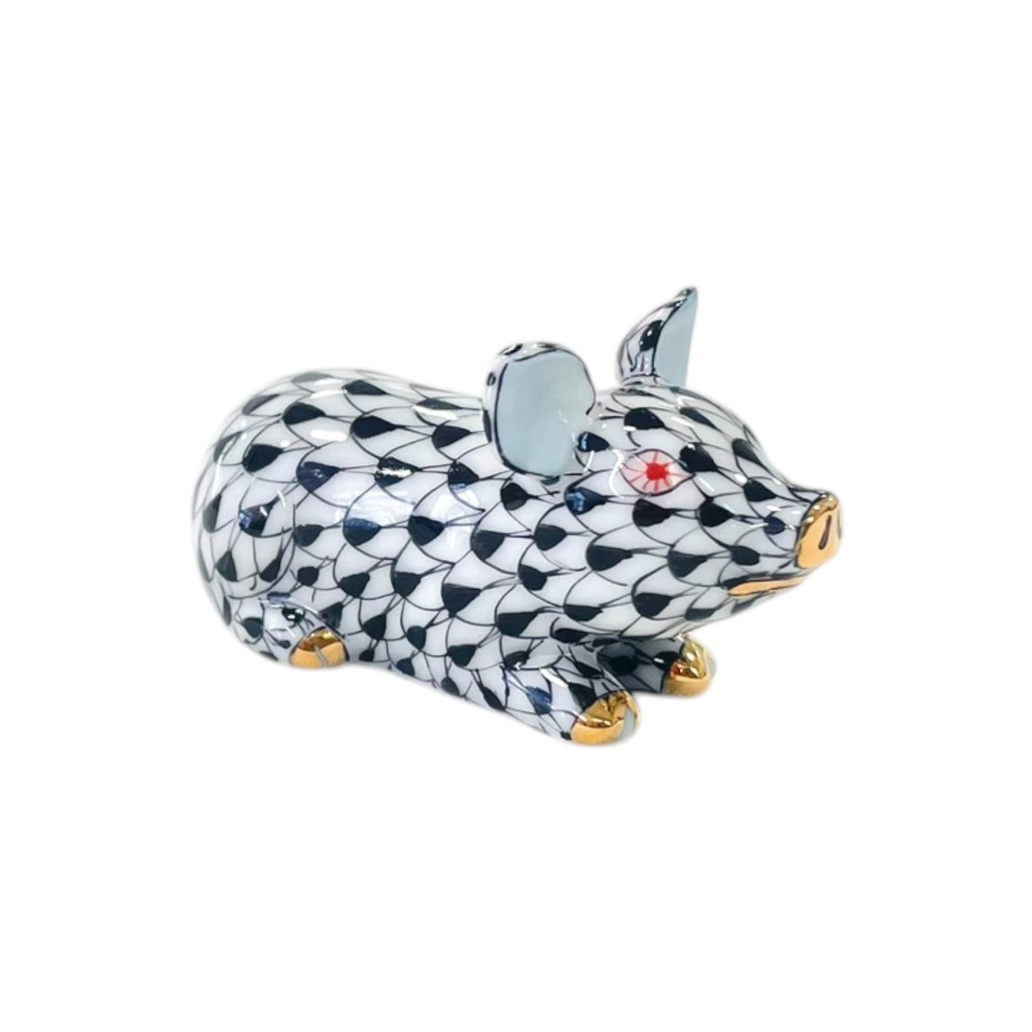 Herend Little Pig, Lying Fishnet Figurine