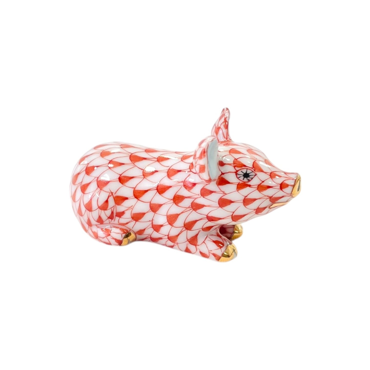 Herend Little Pig, Lying Fishnet Figurine