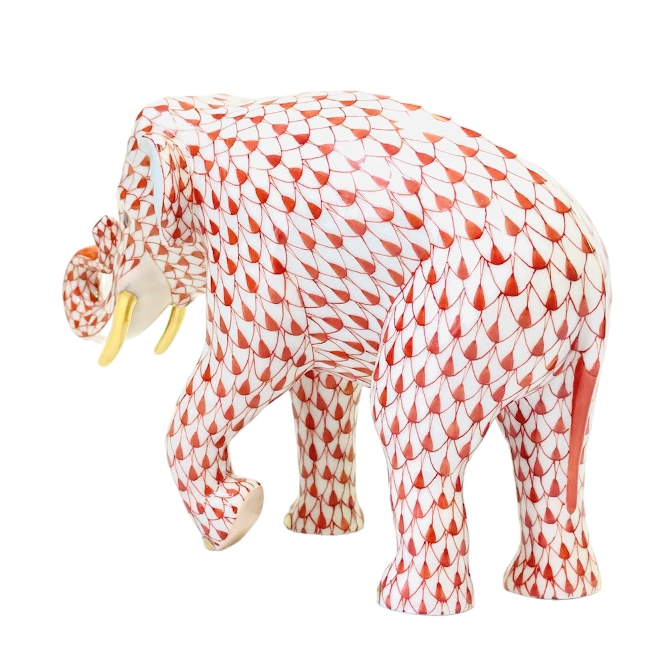 Herend Asian Elephant Fishnet Figurine