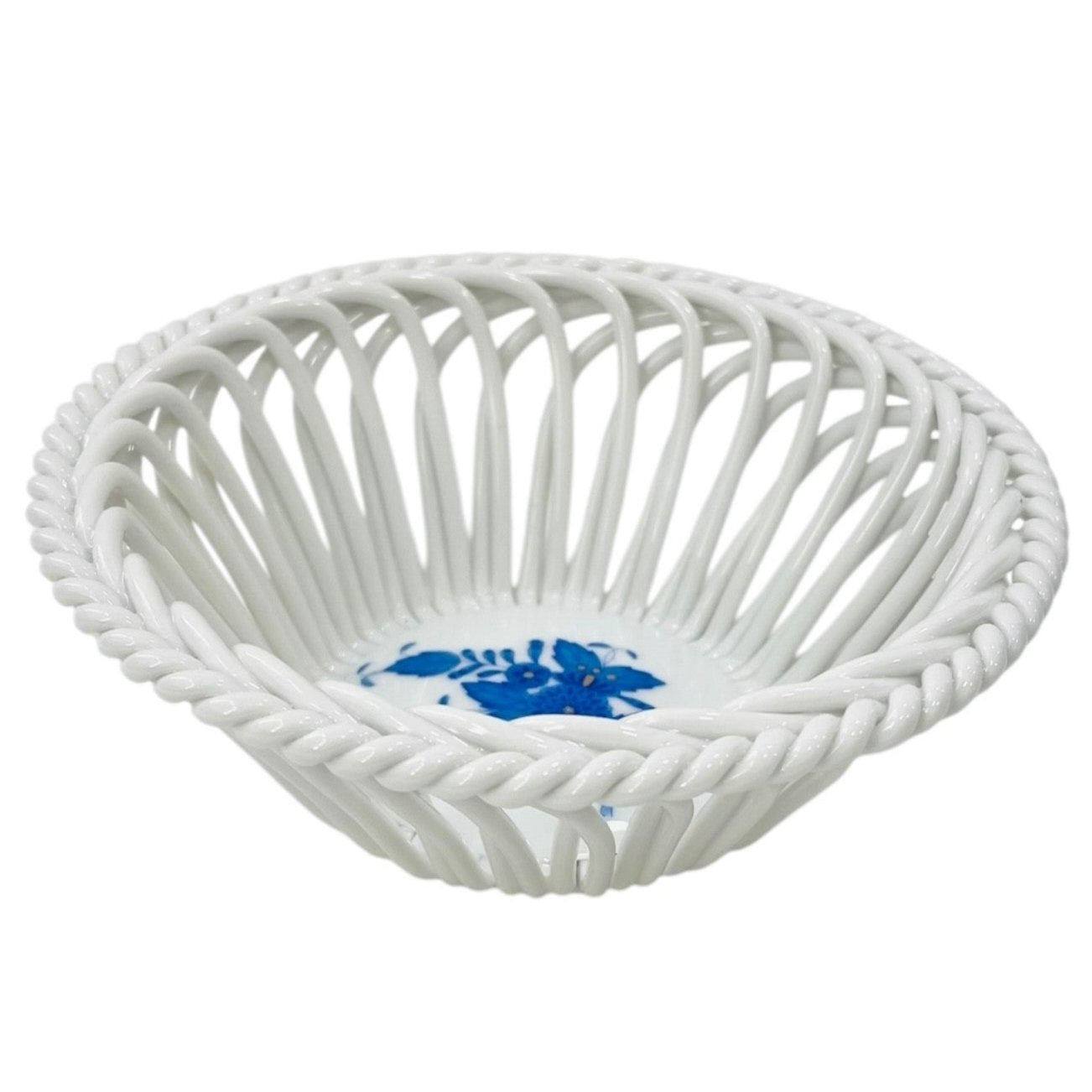 Herend Apponyi Blue Hand-Woven Basket (Large)