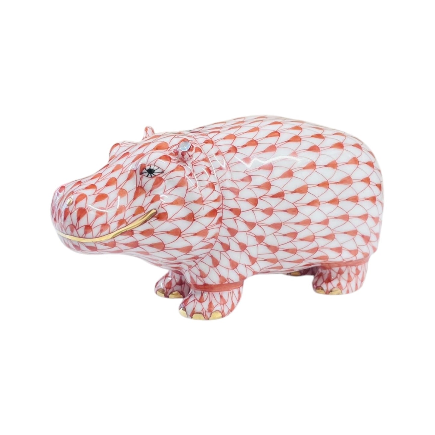 Herend Hippopotamus Fishnet Figurine
