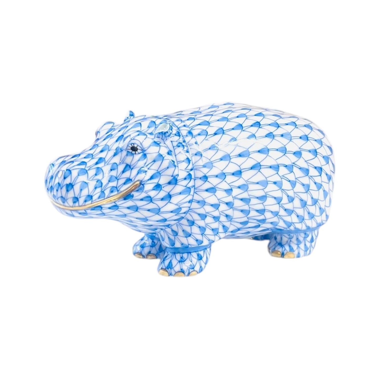 Herend Hippopotamus Fishnet Figurine