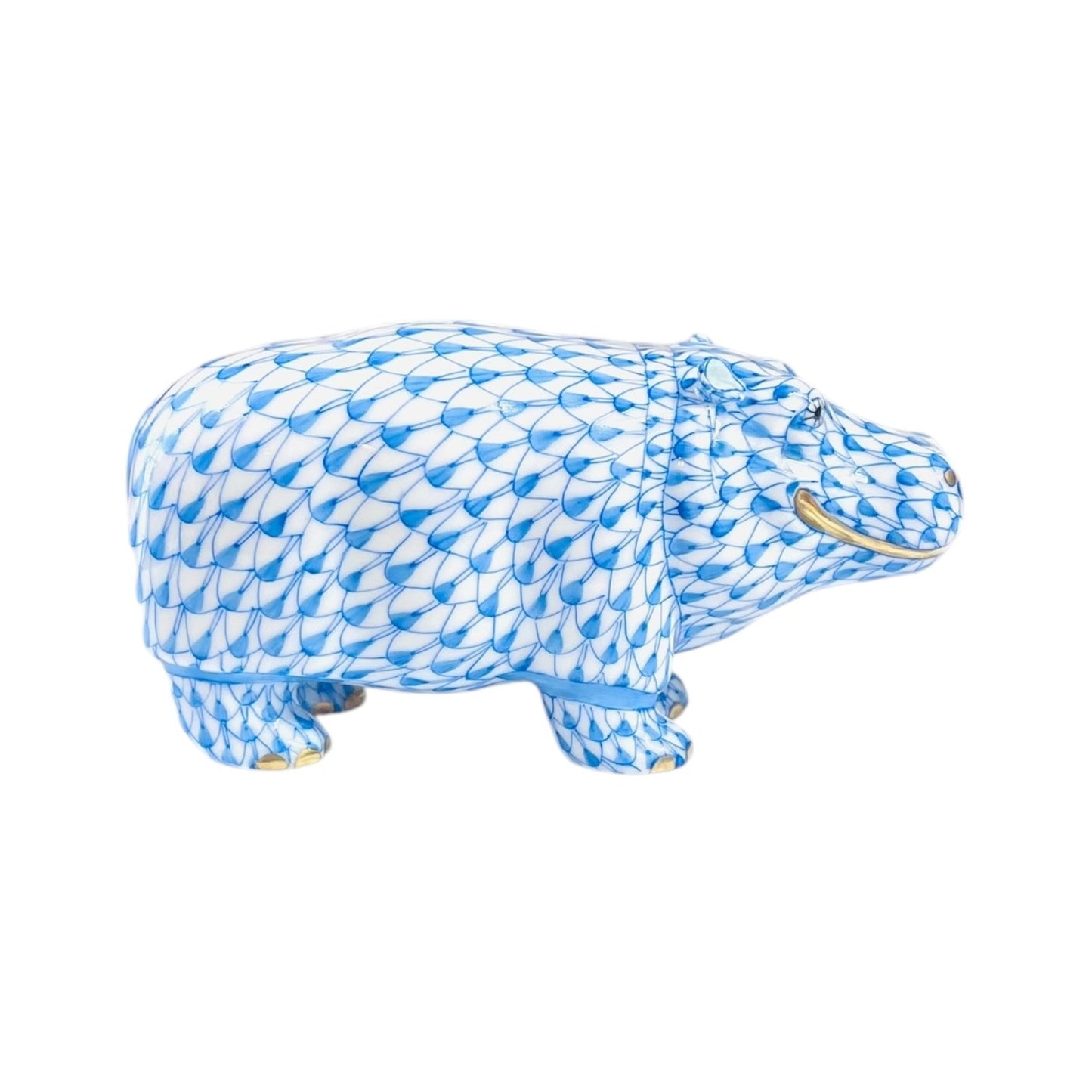 Herend Hippopotamus Fishnet Figurine