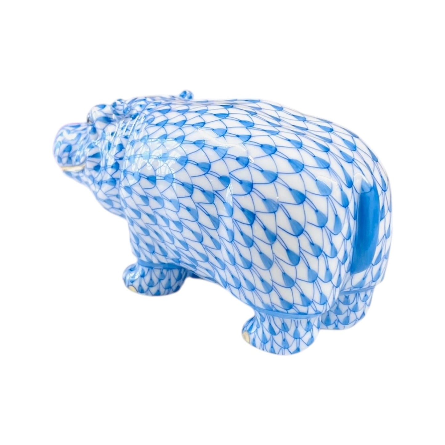 Herend Hippopotamus Fishnet Figurine