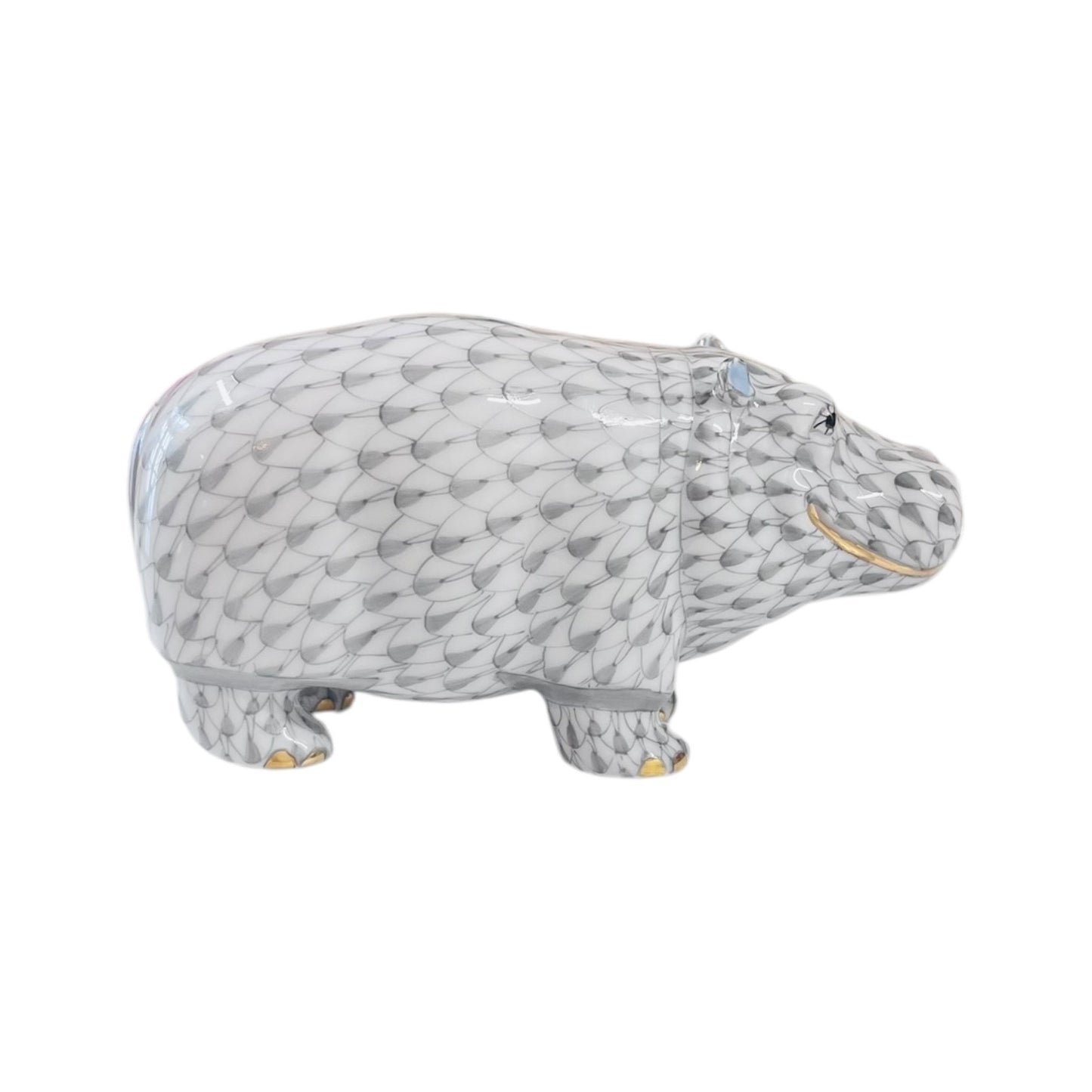 Herend Hippopotamus Fishnet Figurine