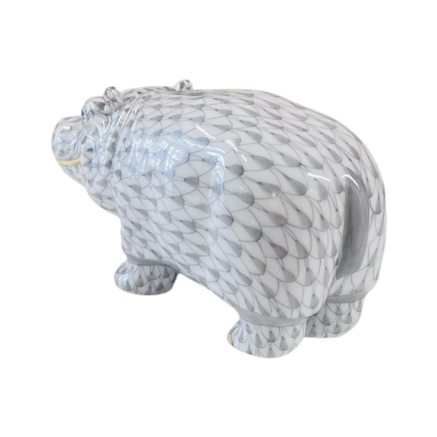 Herend Hippopotamus Fishnet Figurine