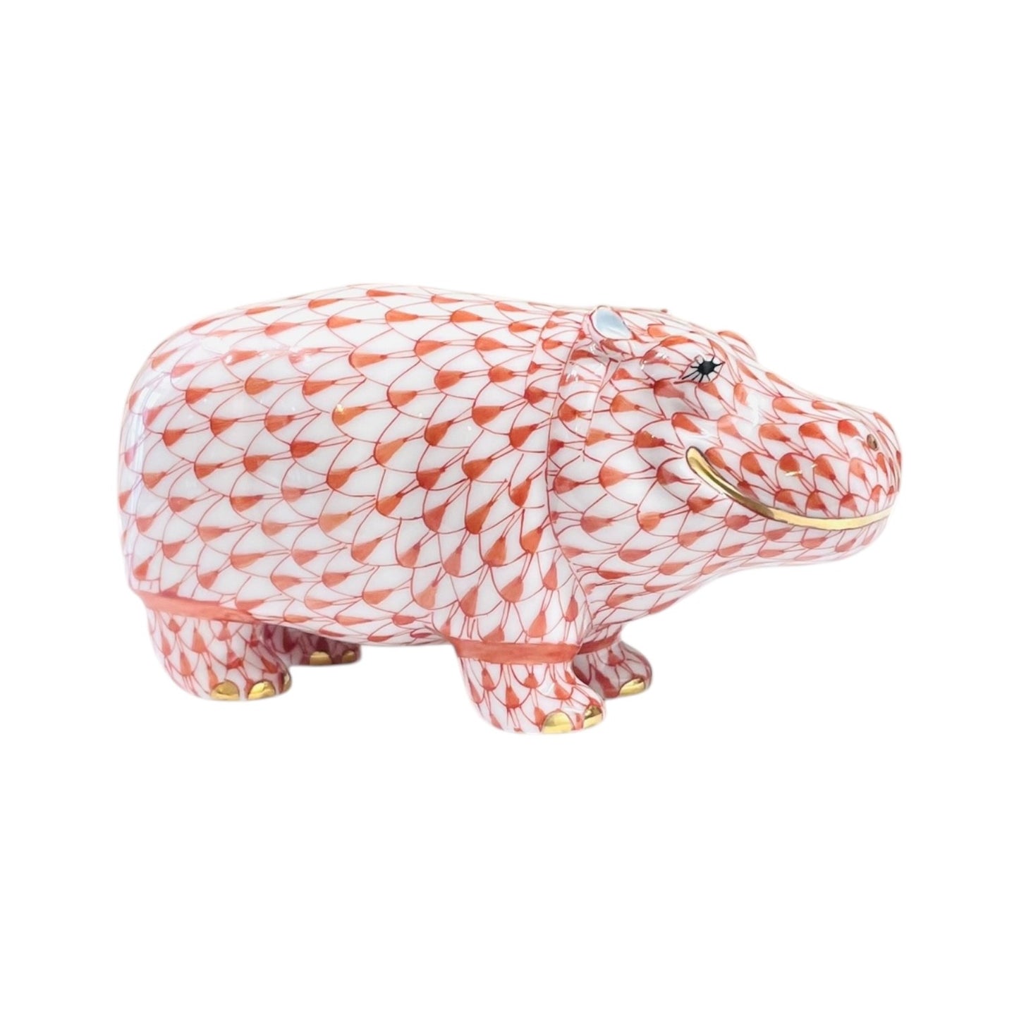 Herend Hippopotamus Fishnet Figurine