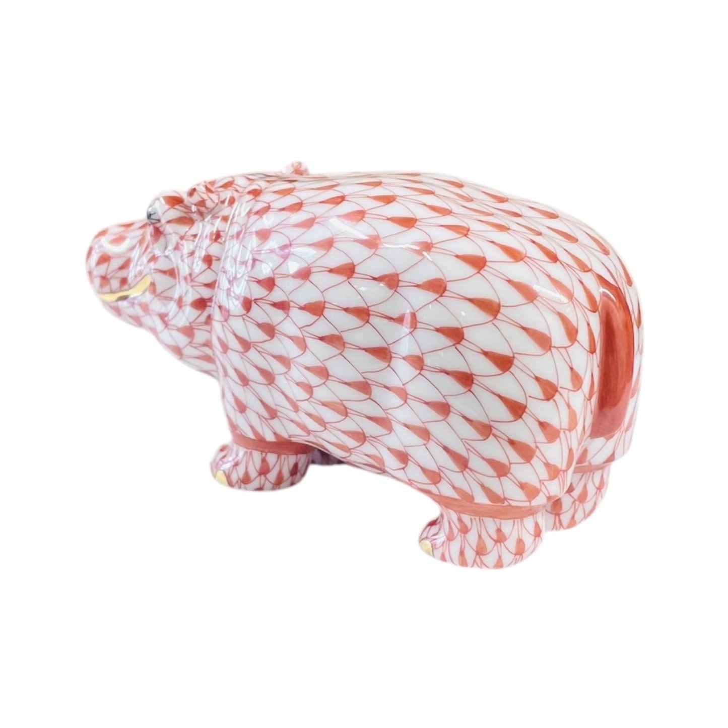 Herend Hippopotamus Fishnet Figurine