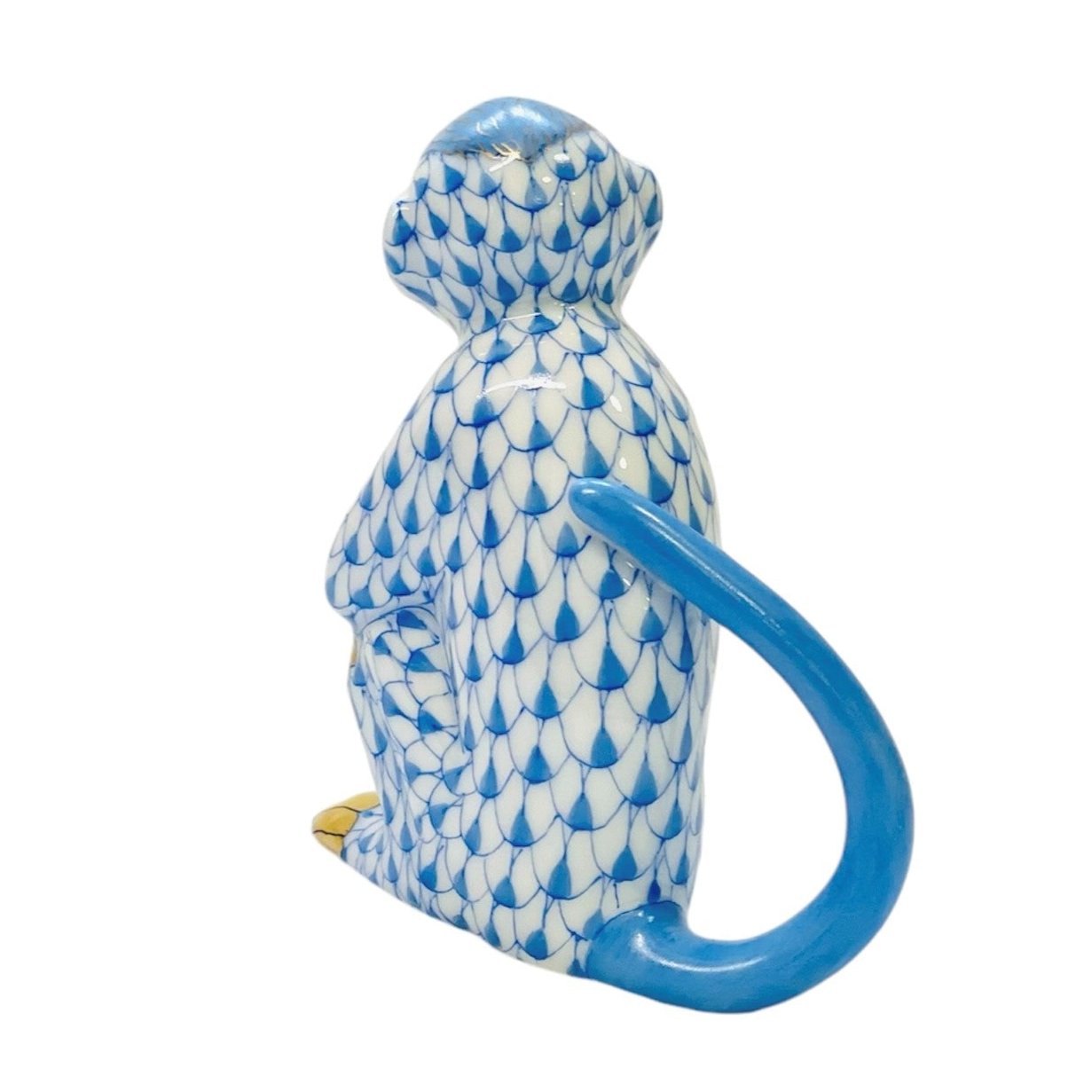 Herend Monkey Hugging Knees Fishnet Figurine