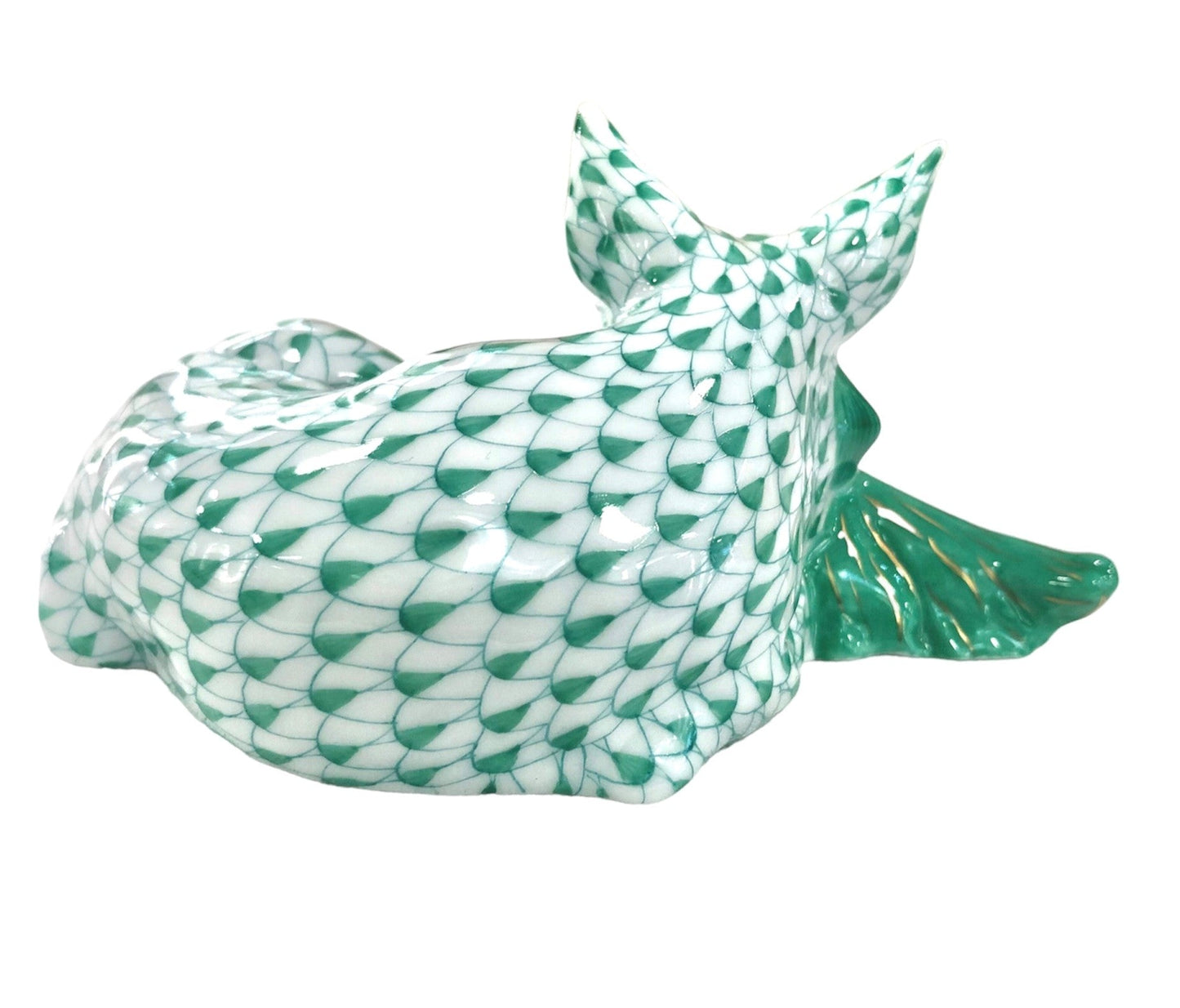 Herend Lying Fox Fishnet Figurine