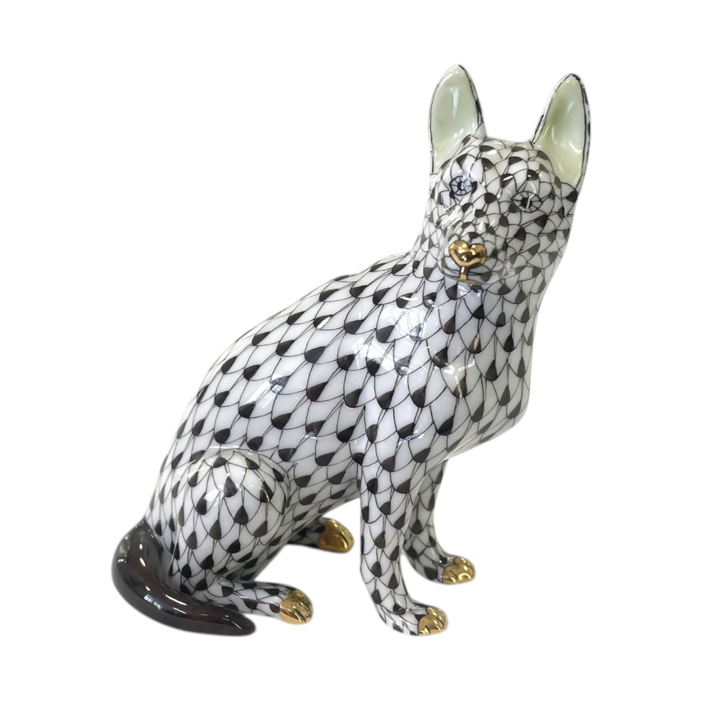 Herend German Sheperd Fishnet Figurine