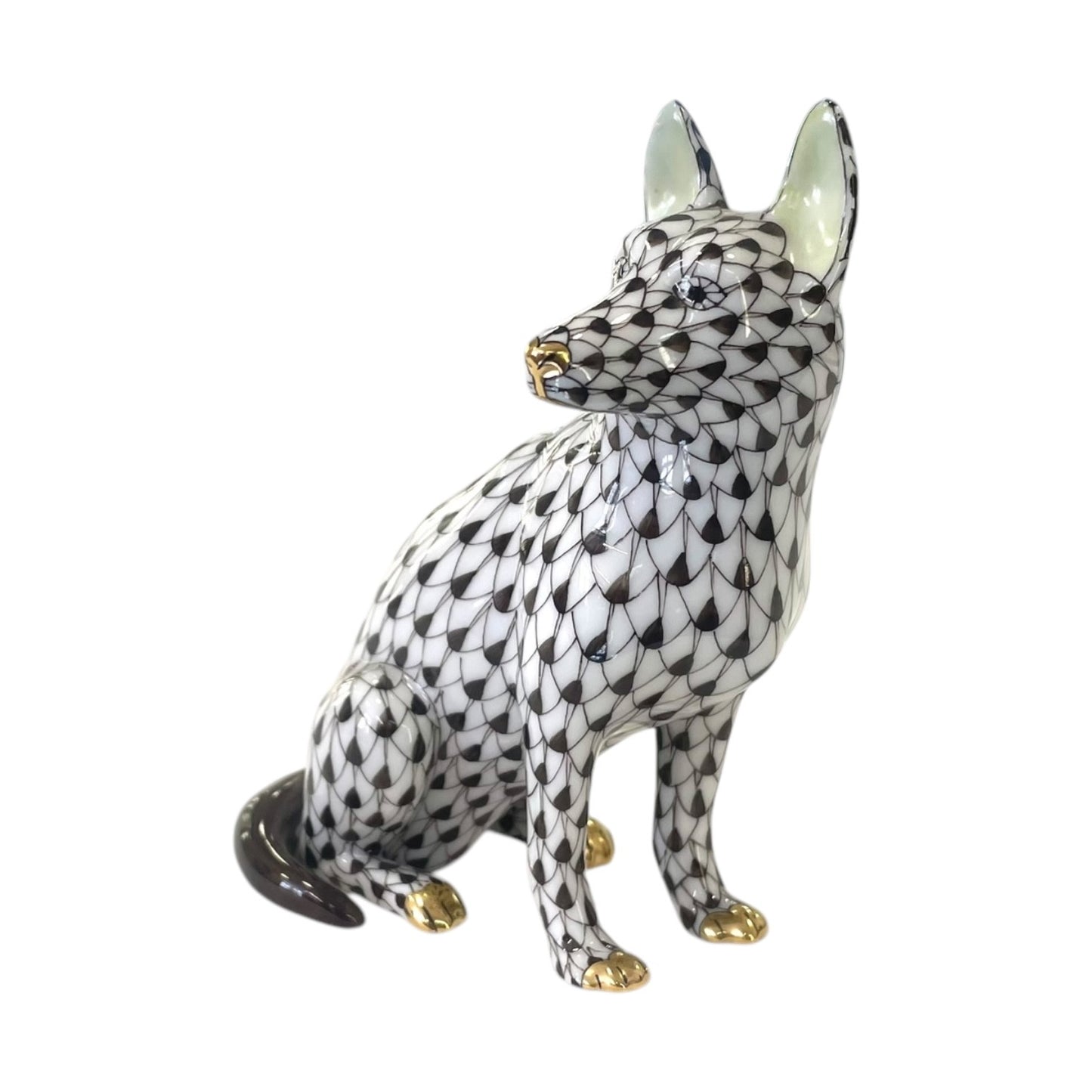 Herend German Sheperd Fishnet Figurine
