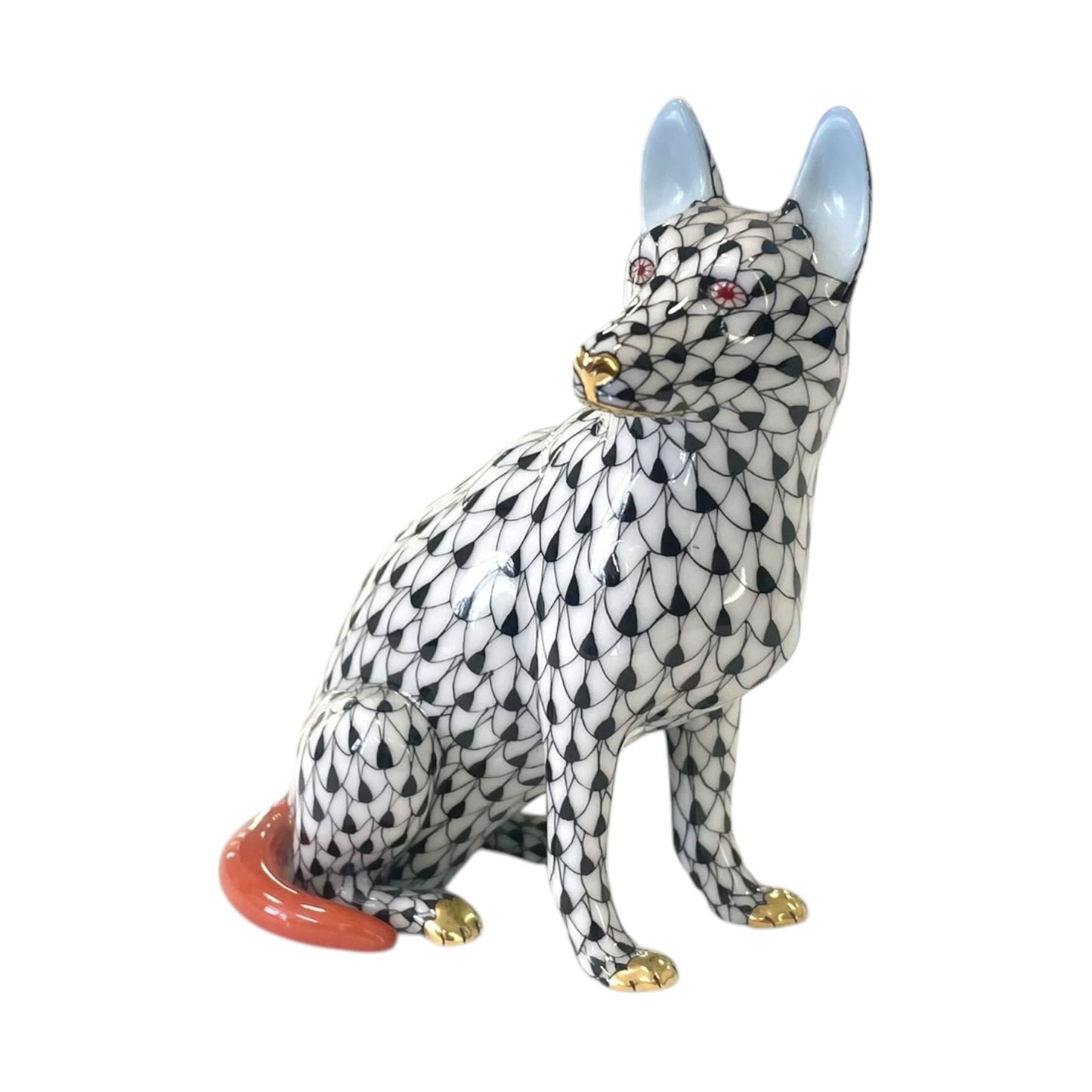 Herend German Sheperd Fishnet Figurine