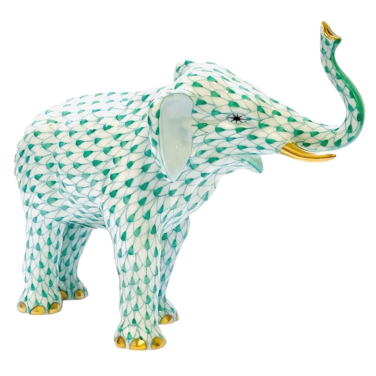 Herend Elephant Luck Fishnet Figurine