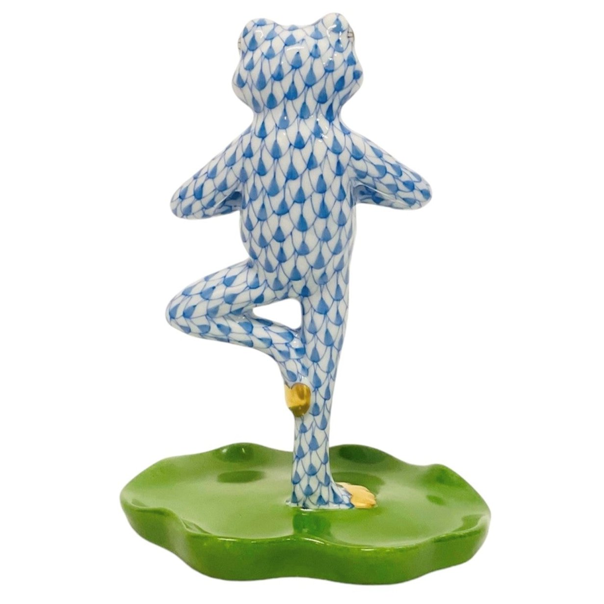 Herend Yoga Frog Tree Pose Fishnet Figurine
