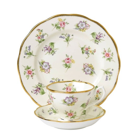 Royal Albert 100 Years of Royal Albert Spring Meadow 1920 3 Piece Set - Plate, Teacup & Saucer