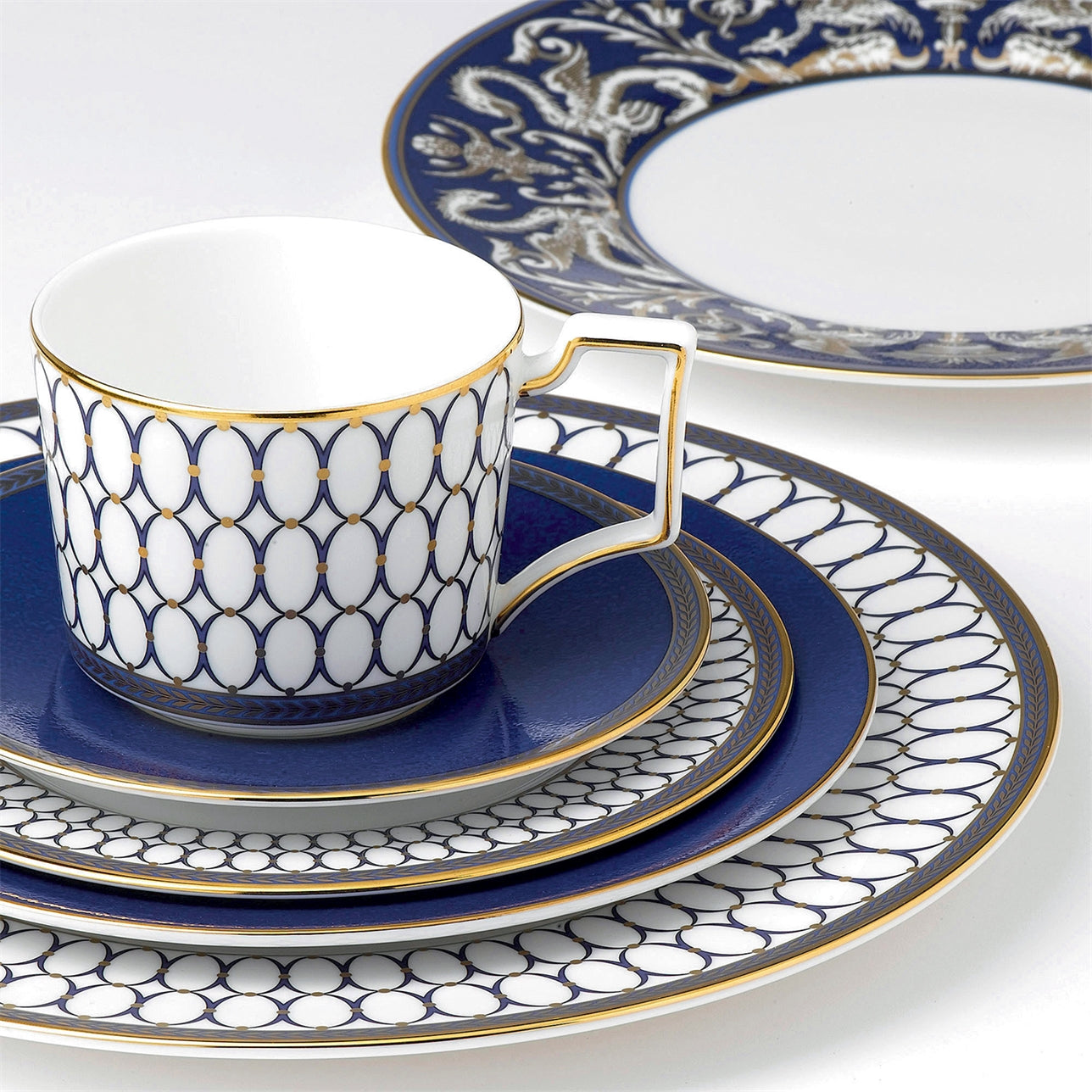 Wedgwood Renaissance Gold Cups & Saucers, Set of 2