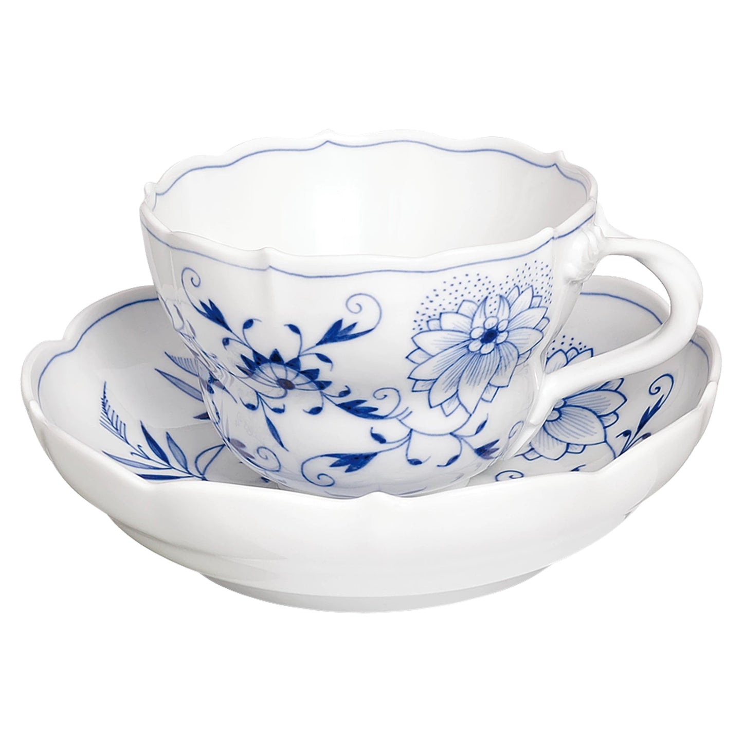 Meissen Cutout Blue Onion Coffee Cup & Saucer 582