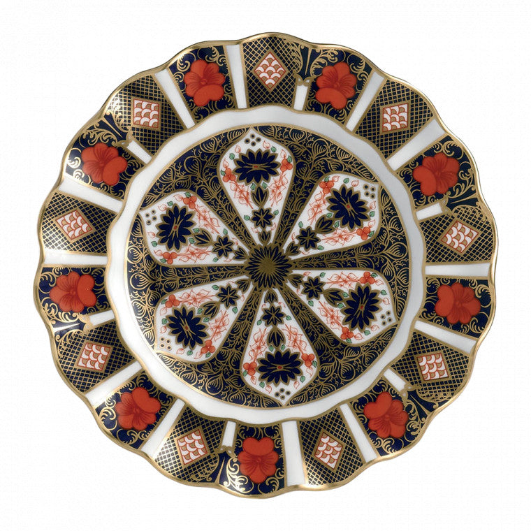 Royal Crown Derby Old Imari Fluted Dessert Plate