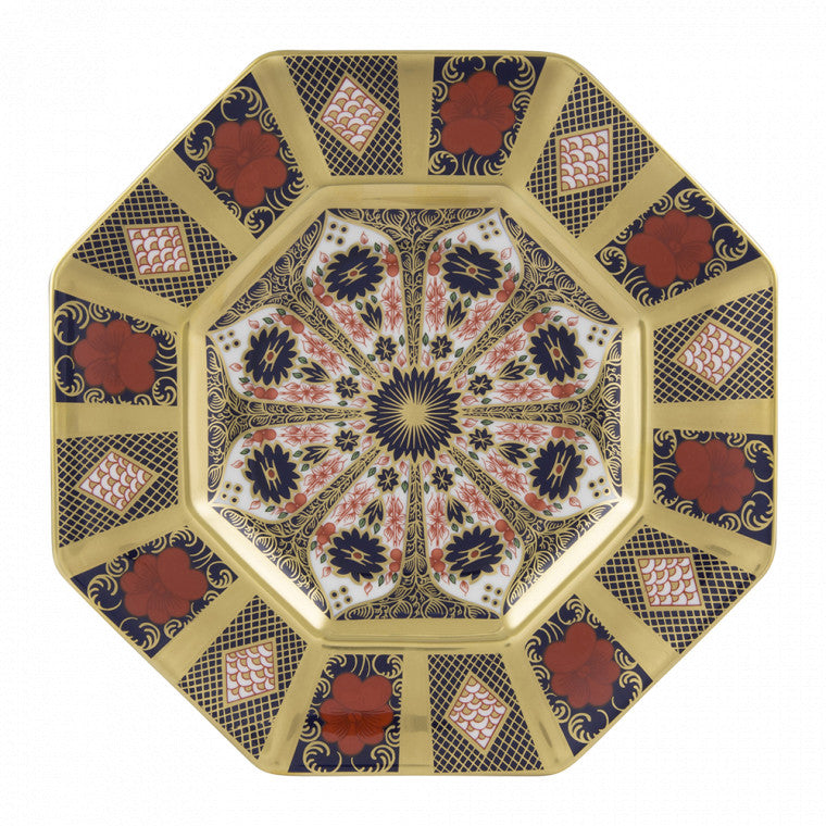 Royal Crown Derby Old Imari Solid Gold Band Octagonal Plate (9in/22.5cm)