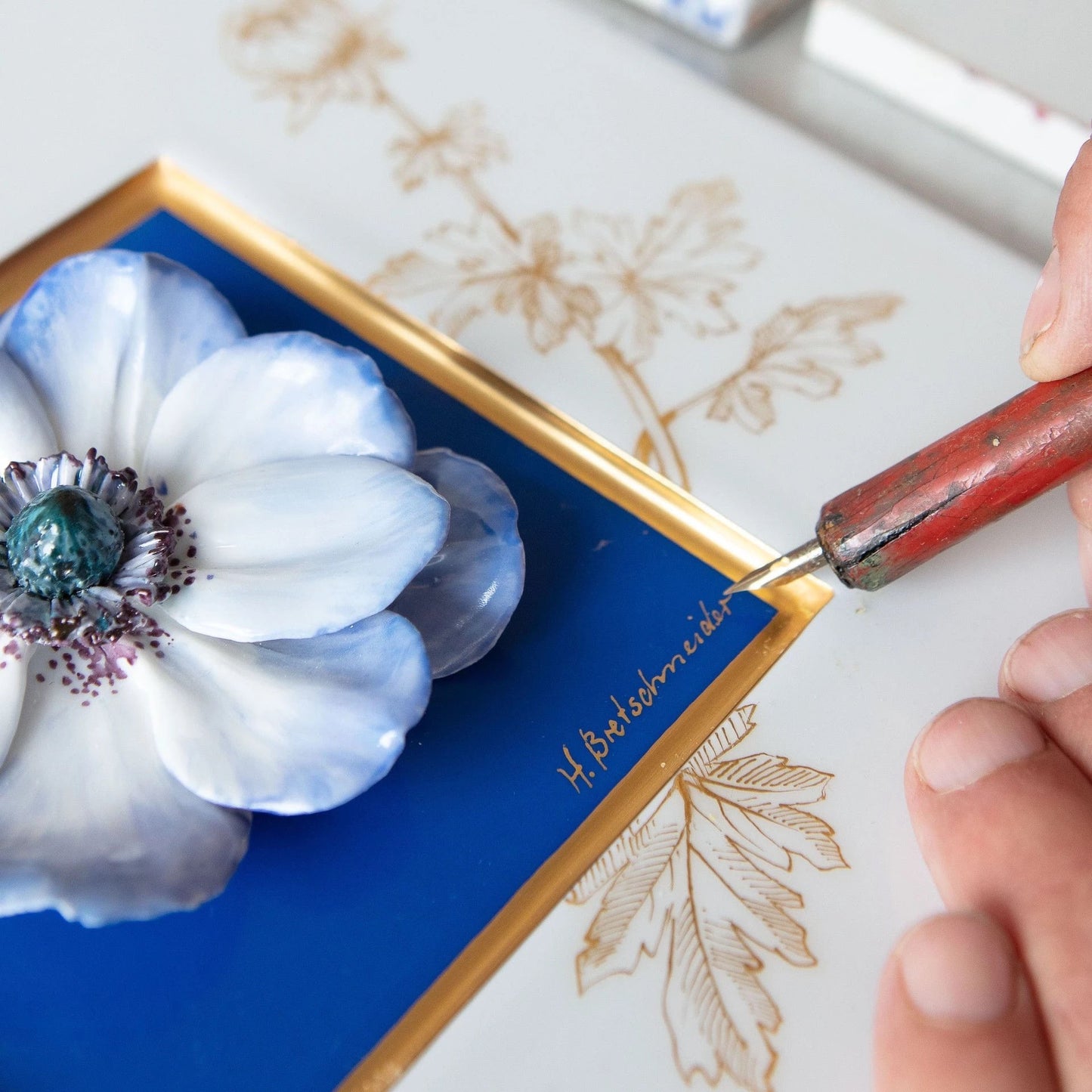 Meissen Wall Painting with Anemone