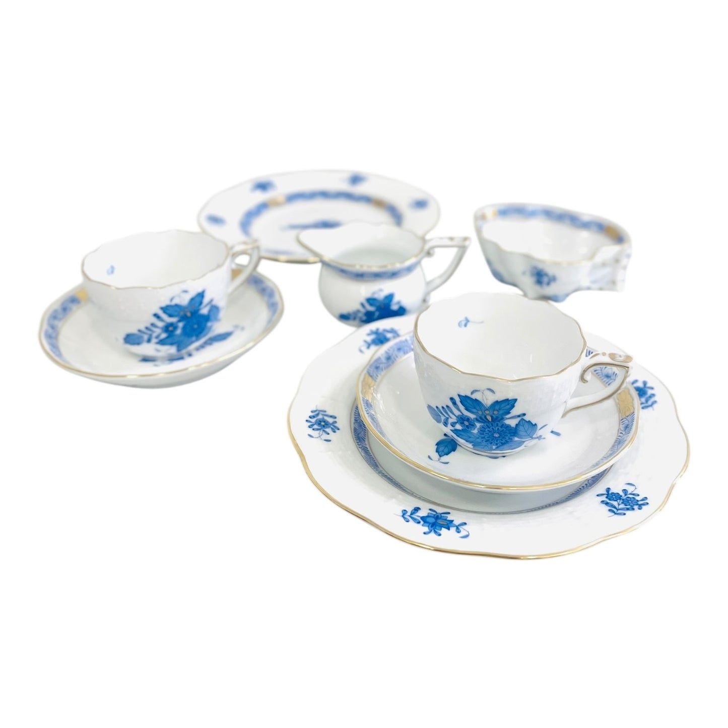Herend Apponyi Blue Coffee Set for Two, 9 Pieces