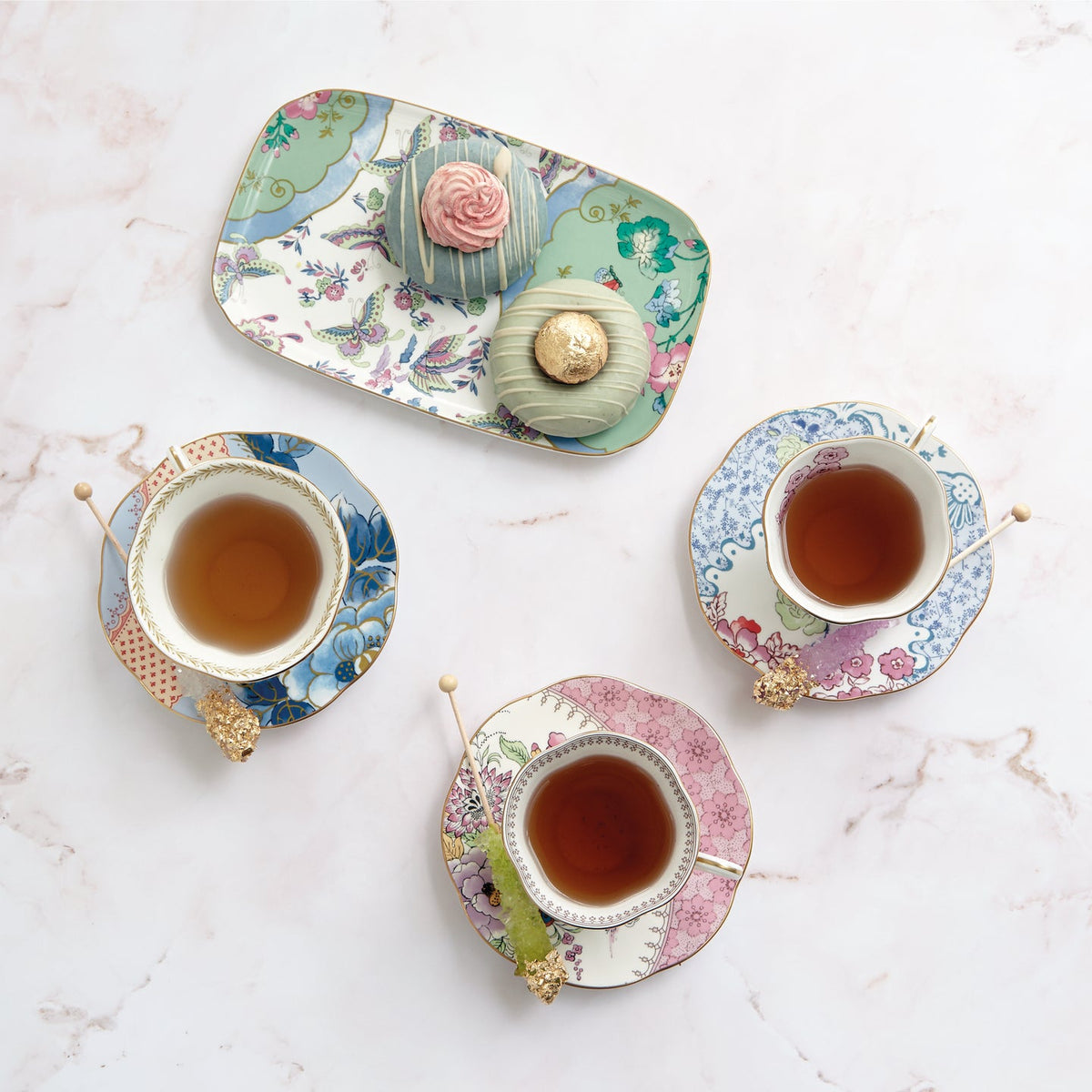 Wedgwood Butterfly Bloom Teacup and Saucer, Set of 2
