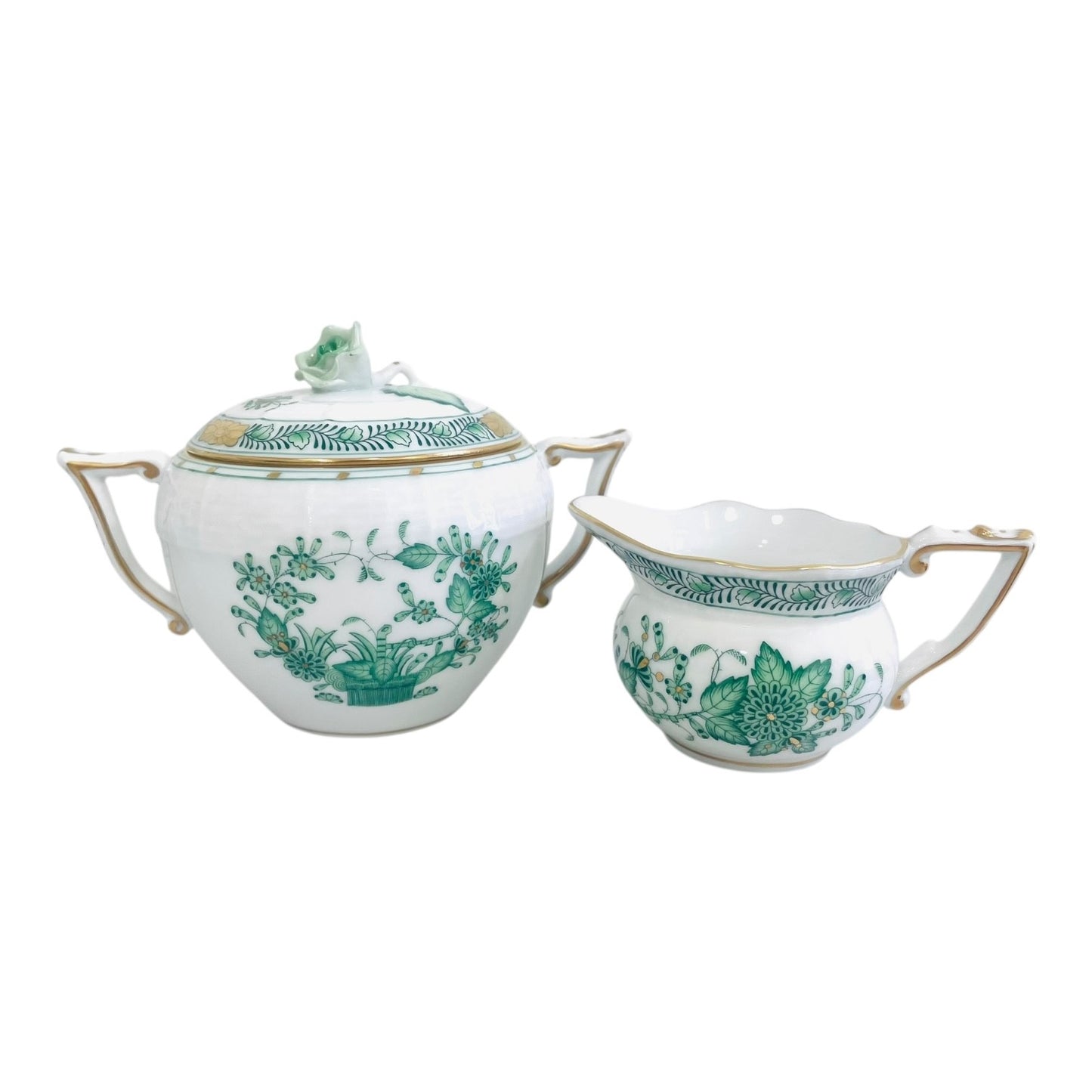Herend Indian Flower Green, Tea Set for Two, 9 Pieces