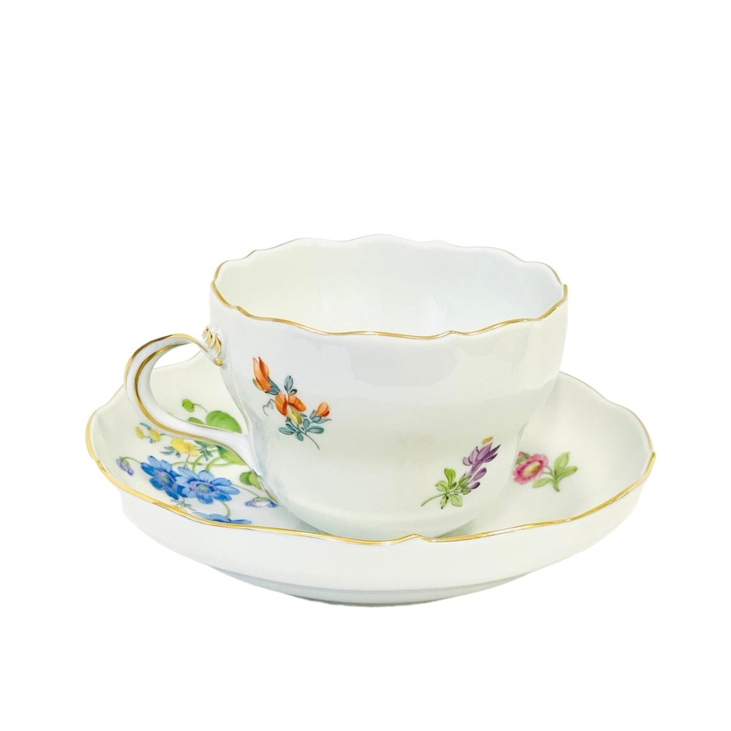 Meissen Coffee Cup & Saucer, Blue Flower