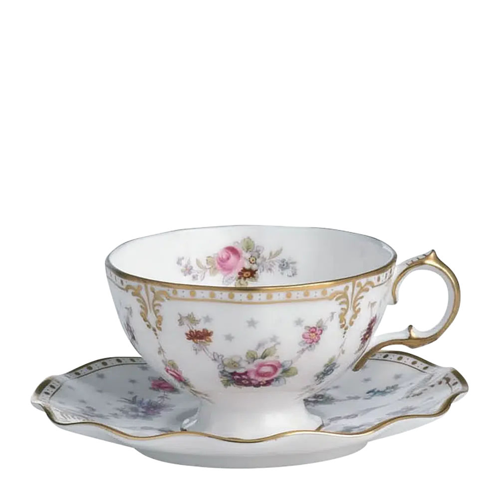Royal Crown Derby Royal Antoinette Tea Cup Saucer (Gift Boxed