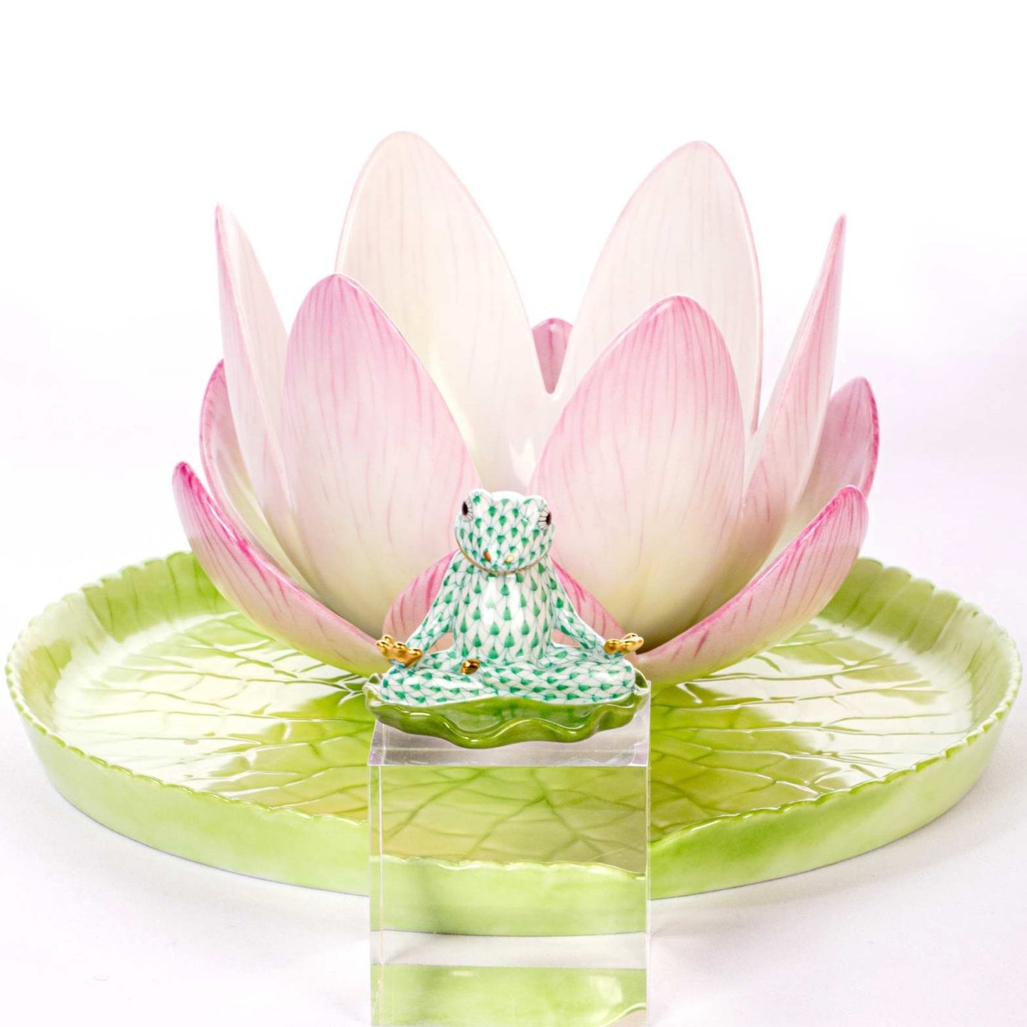 Herend Yoga Frog Fishnet Figurine