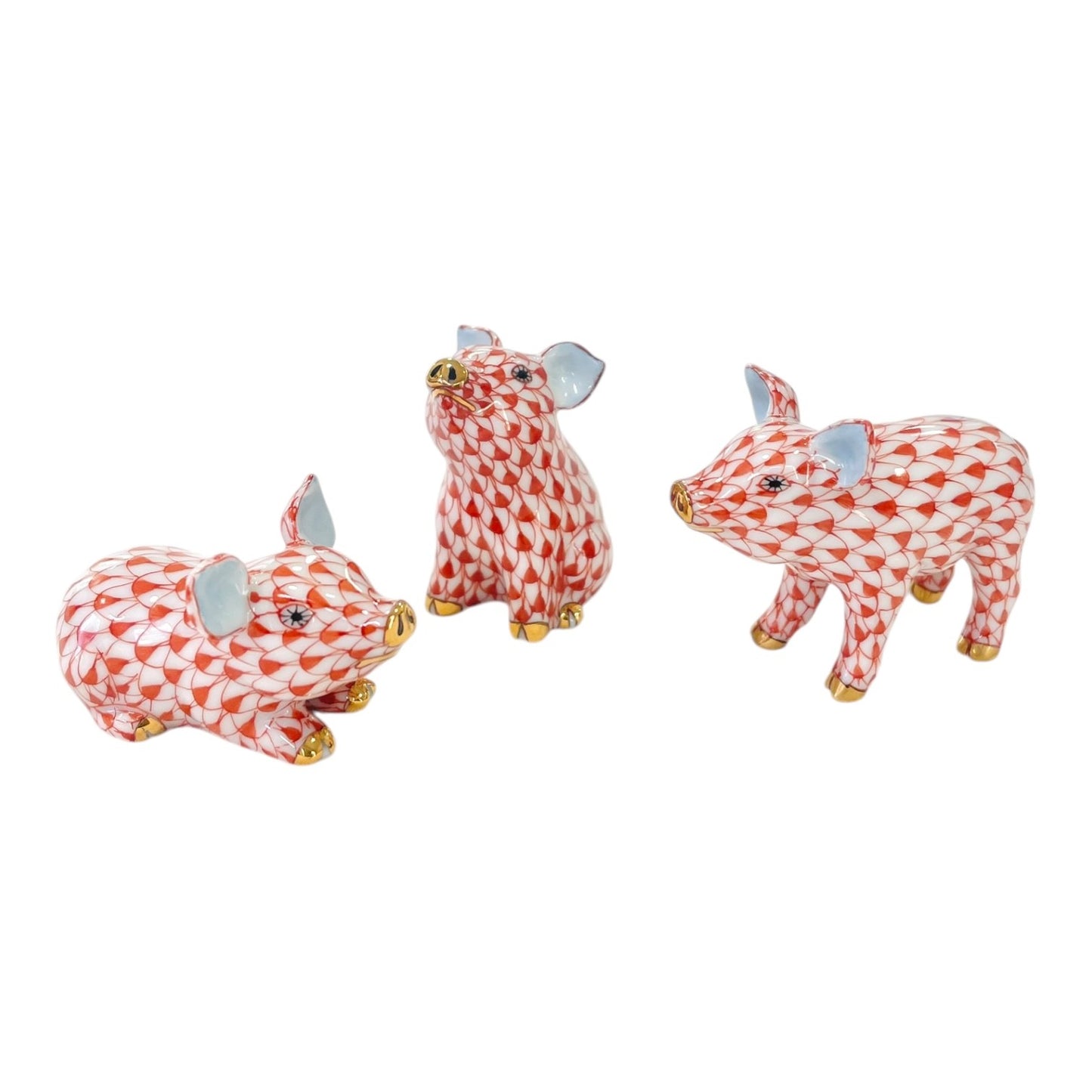 Herend Little Piggy, Standing Fishnet Figurine