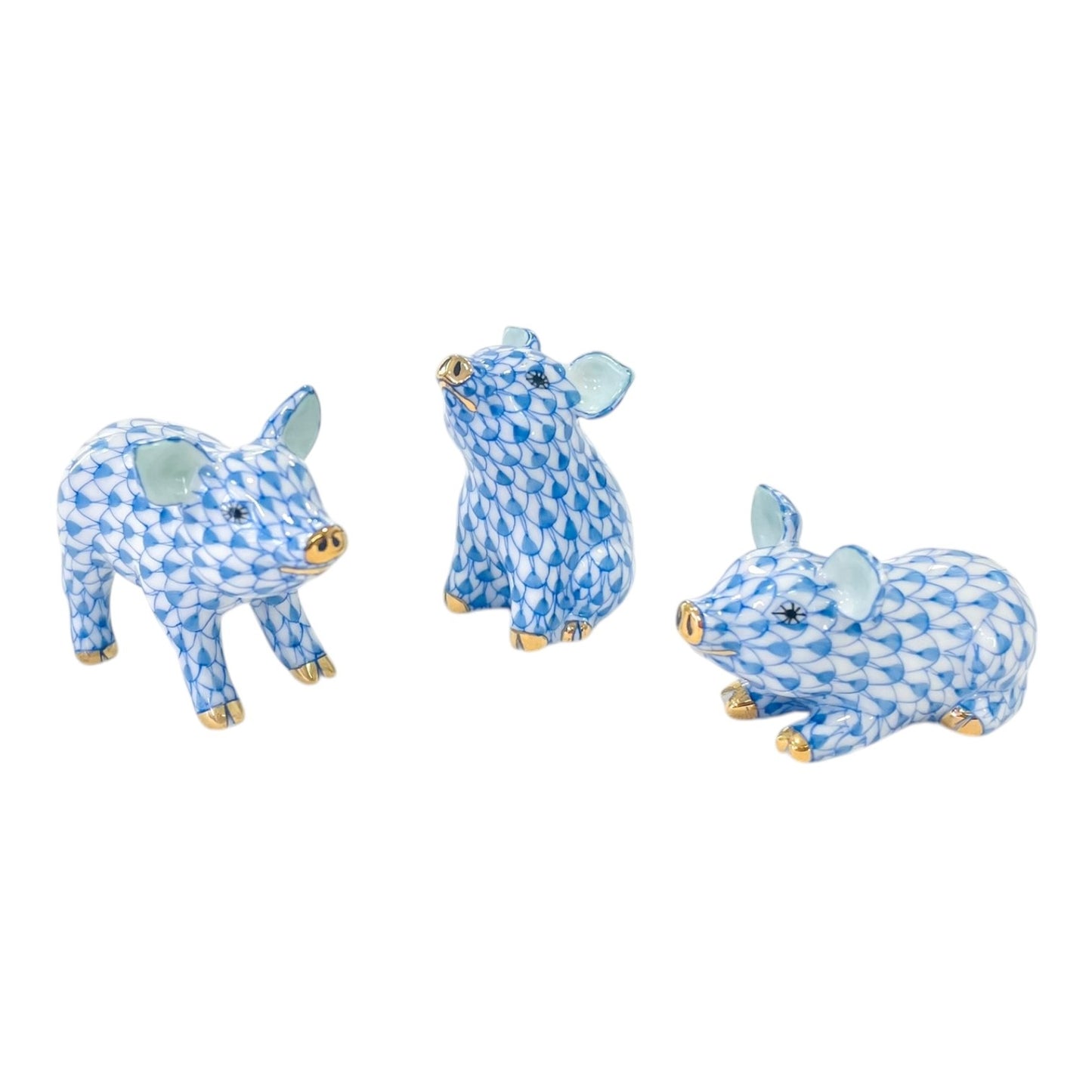 Herend Little Piggy, Standing Fishnet Figurine