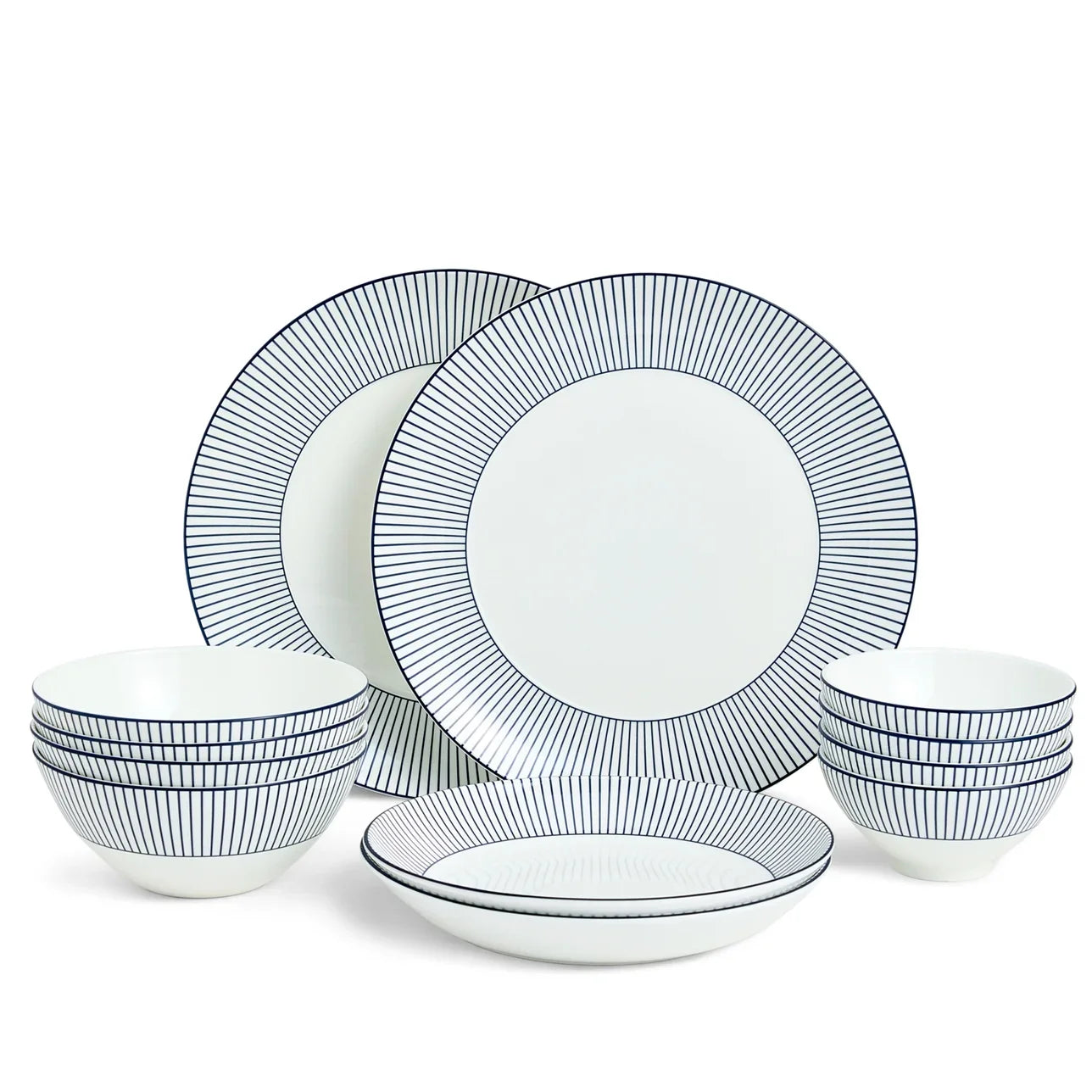 Wedgwood Gio Pinstripe 12 Piece Dinner Set White