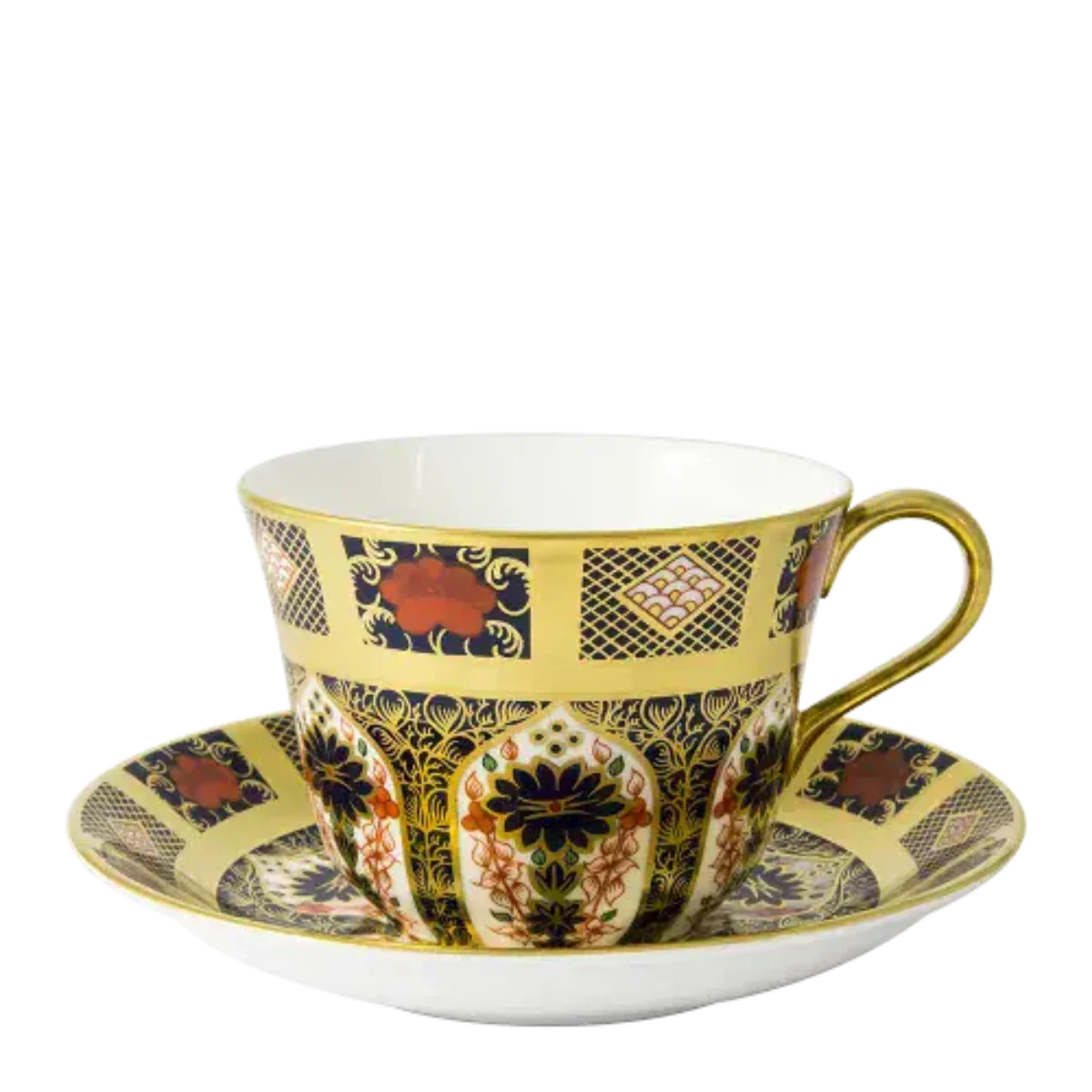 Royal Crown Derby Old Imari Solid Gold Band Teacup and Saucer
