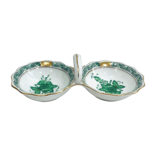 Herend Apponyi Green Twin Salt Cellar