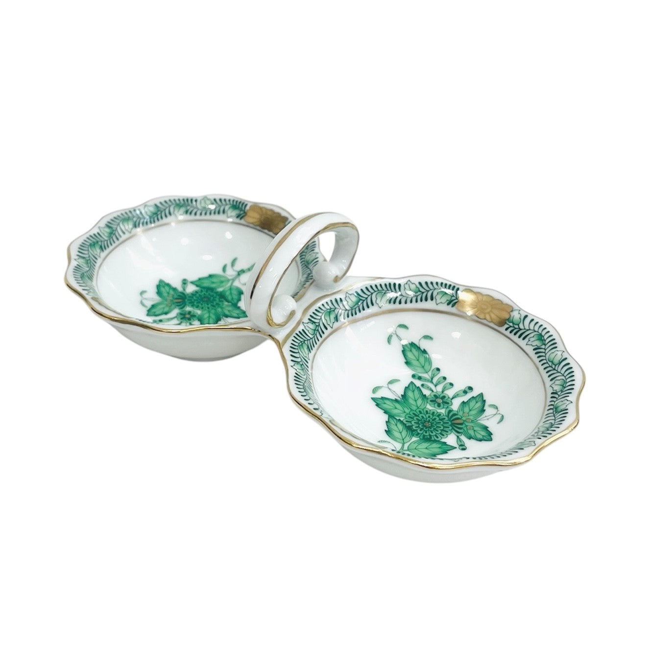 Herend Apponyi Green Twin Salt Cellar