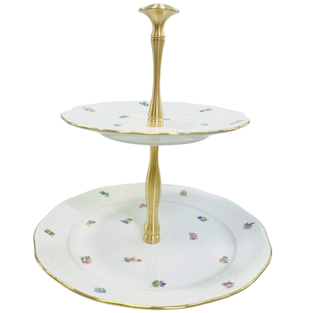 Herend Mille Fleur 2-Tier Cake Stand, Self-assembled