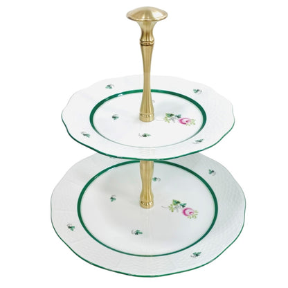 Herend Vienna Rose 2-Tier Cake Stand, Self-assembled